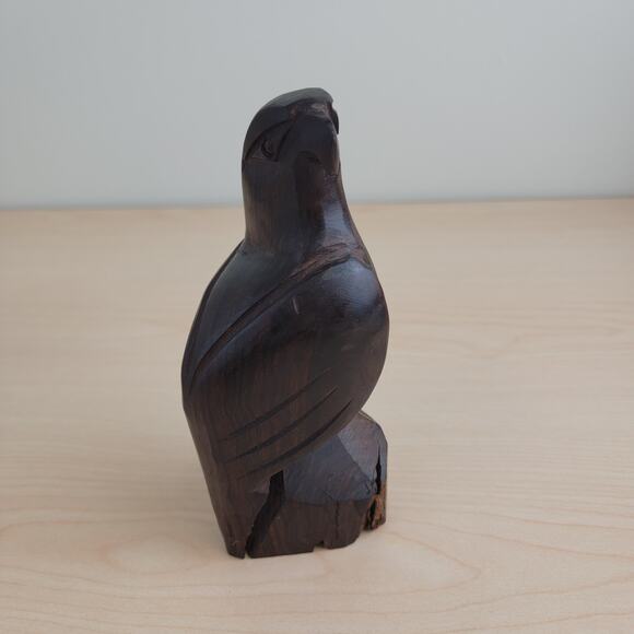Mahogany Hawk Statue - Picture 3 of 11